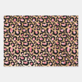 ピンクエレガント金ゴールドグリッターブラックチータヒョウ ラッピングペーパーシート (正面2)