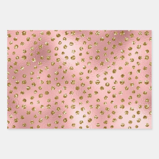 ピンクエレガント金ゴールドグリッターブラックチータヒョウ ラッピングペーパーシート (正面)