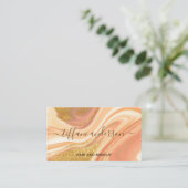 ピンクエレガント金ゴールドグリッターマーブルゲート 名刺 (スタンド正面)