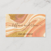 ピンクエレガント金ゴールドグリッターマーブルゲート 名刺 (正面)