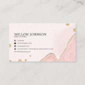 ピンクエレガント金ゴールドグリッターモノグラムアゲートマーブル 名刺 (裏面)