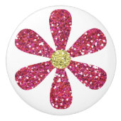 ピンクエレガント金ゴールドグリッター花 セラミックノブ (正面)