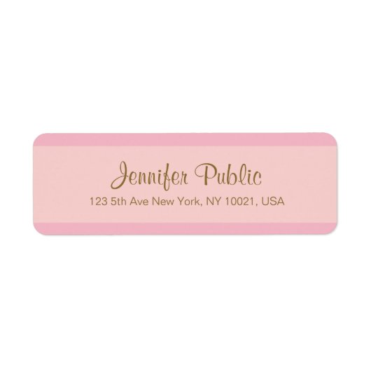 ピンクエレガント金ゴールドスクリプトテンプレート差出人住所 ラベル (正面)