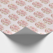 ピンクエレガント金ゴールドスクリプトメリークリスマス ラッピングペーパー (角)