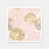 ピンクエレガント金ゴールドダリアフローラ スタンダードカクテルナプキン (正面)