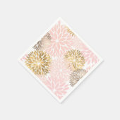 ピンクエレガント金ゴールドダリアフローラ スタンダードカクテルナプキン (角)
