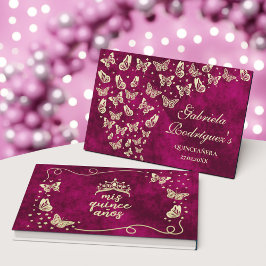 ピンクエレガント金ゴールドバタフライミスカインスキンセアニラ ゲストブック