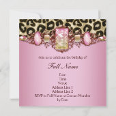 ピンクエレガント金ゴールドピンクヒョウ誕生日パーティー 招待状 (裏面)