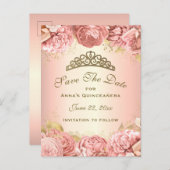 ピンクエレガント金ゴールドフローラキンセアニェラ保存日 ポストカード (正面/裏面)