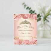 ピンクエレガント金ゴールドフローラキンセアニェラ保存日 ポストカード (スタンド正面)