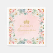 ピンクエレガント金ゴールドフローラキンセアニラパーティー スタンダードカクテルナプキン (正面)