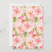 ピンクエレガント金ゴールドフローラクロスベビーガールバプテスマ 招待状 (裏面)