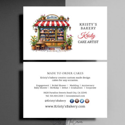 ピンクエレガント金ゴールドフローラケーキベーカリー名刺 名刺