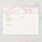 ピンクエレガント金ゴールドフローラパイ結婚ニーレシピ エンクロージャーカード (正面)