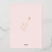 ピンクエレガント金ゴールドフローラブライダルシャワーパーティー 箔招待状 (裏面)