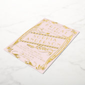 ピンクエレガント金ゴールドフローラブライダルシャワーパーティー 箔招待状 (回転した状態)