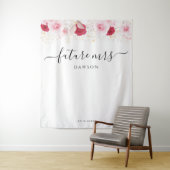 ピンクエレガント金ゴールドフローラブライダルシャワー背景 タペストリー (インサイチュ)