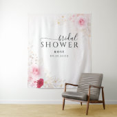 ピンクエレガント金ゴールドフローラブライダルシャワー背景 タペストリー (インサイチュ)