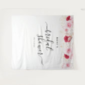 ピンクエレガント金ゴールドフローラブライダルシャワー背景 タペストリー (正面(横))