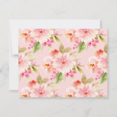 ピンクエレガント金ゴールドフローラベビーガール洗礼写真 サンキューカード (裏面)