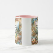 ピンクエレガント金ゴールドフローラローマ聖なる書物、 経典アート マグカップ (中央)