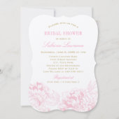 ピンクエレガント金ゴールドフローラ牡丹ウェディングシャワー 招待状 (正面)