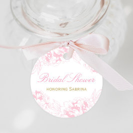 ピンクエレガント金ゴールドフローラ牡丹ブライダルシャワー フェイバータグ