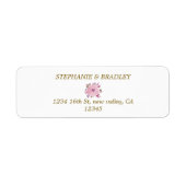 ピンクエレガント金ゴールドフローラ素朴結婚ズ ラベル (正面)