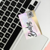 ピンクエレガント金ゴールドホロフェミニングラフィグリッター 名刺