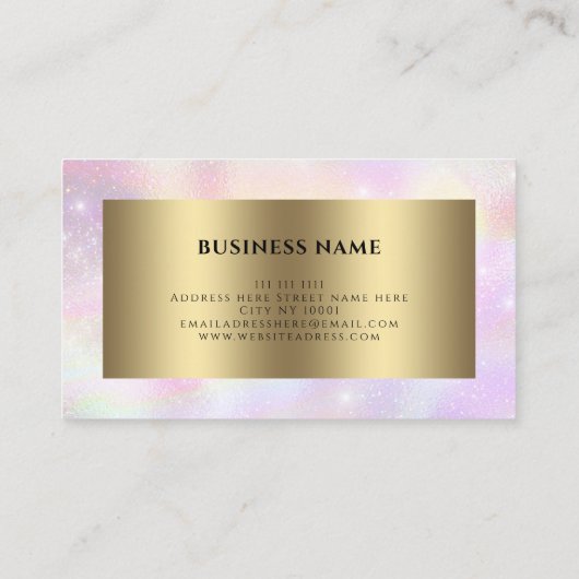 ピンクエレガント金ゴールドホロフェミニングラフィグリッター 名刺 (裏面)