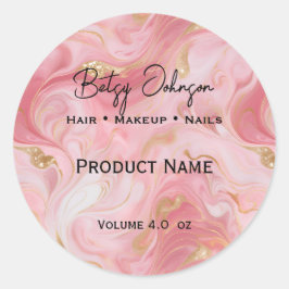 ピンクエレガント金ゴールドホワイトマーリング製品ラベル ラウンドシール