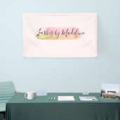 ピンクエレガント金ゴールドメイクアップ美しいヘアネイルサロン 横断幕 (トレードショー)