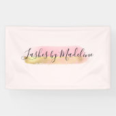 ピンクエレガント金ゴールドメイクアップ美しいヘアネイルサロン 横断幕 (横)