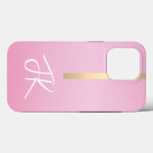 ピンクエレガント金ゴールドメタルカスタムモノグラムの Case-Mate iPhoneケース (裏面 (横))