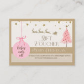 ピンクエレガント金ゴールドメリークリスマスビジネス 割引カード (正面)