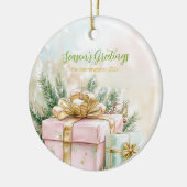 ピンクエレガント金ゴールドヴィンテージクリスマス セラミックオーナメント (左)