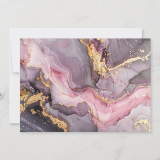 ピンクエレガント金ゴールド写真90誕生日 招待状 (裏面)