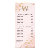 ピンクエレガント金ゴールド大理石Agateサービス価格表 ラックカード (裏面)