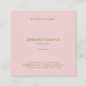 ピンクエレガント金ゴールド文字モダンミニマルテンプレート スクエア名刺 (裏面)