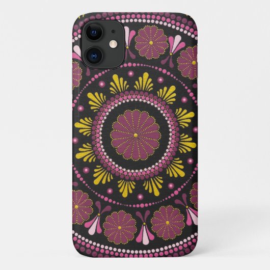 ピンクエレガント金ゴールド曼荼羅房宝禅点画花 Case-Mate iPhoneケース (裏面)