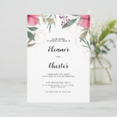 ピンクエレガント金ゴールド植物性結婚フローラ 招待状 (スタンド正面)
