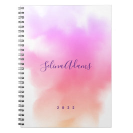 ピンクエレガント金ゴールド水色スクリプト抽象芸術 ノートブック