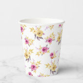 ピンクエレガント金ゴールド水色フローラ赤ちゃんシャワー 紙コップ (裏面)