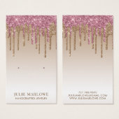 ピンクエレガント金ゴールド滴下グリッターイヤリングディスプレイ (正面&裏面)