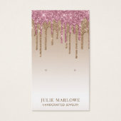 ピンクエレガント金ゴールド滴下グリッターイヤリングディスプレイ (正面)