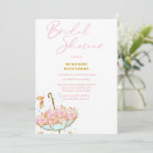 ピンクエレガント金ゴールド牡丹フローラブライダルシャワー 招待状 (スタンド正面)