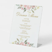 ピンクエレガント金ゴールド牡丹フローラ結婚ズディナー 台座サイン (正面)