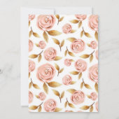 ピンクエレガント金ゴールド牡丹フローラ結婚ズ セーブザデート (裏面)