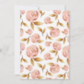 ピンクエレガント金ゴールド牡丹フローラ花嫁付きランチ 招待状 (裏面)