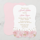 ピンクエレガント金ゴールド牡丹Sweet sixteen 招待状 (正面/裏面)